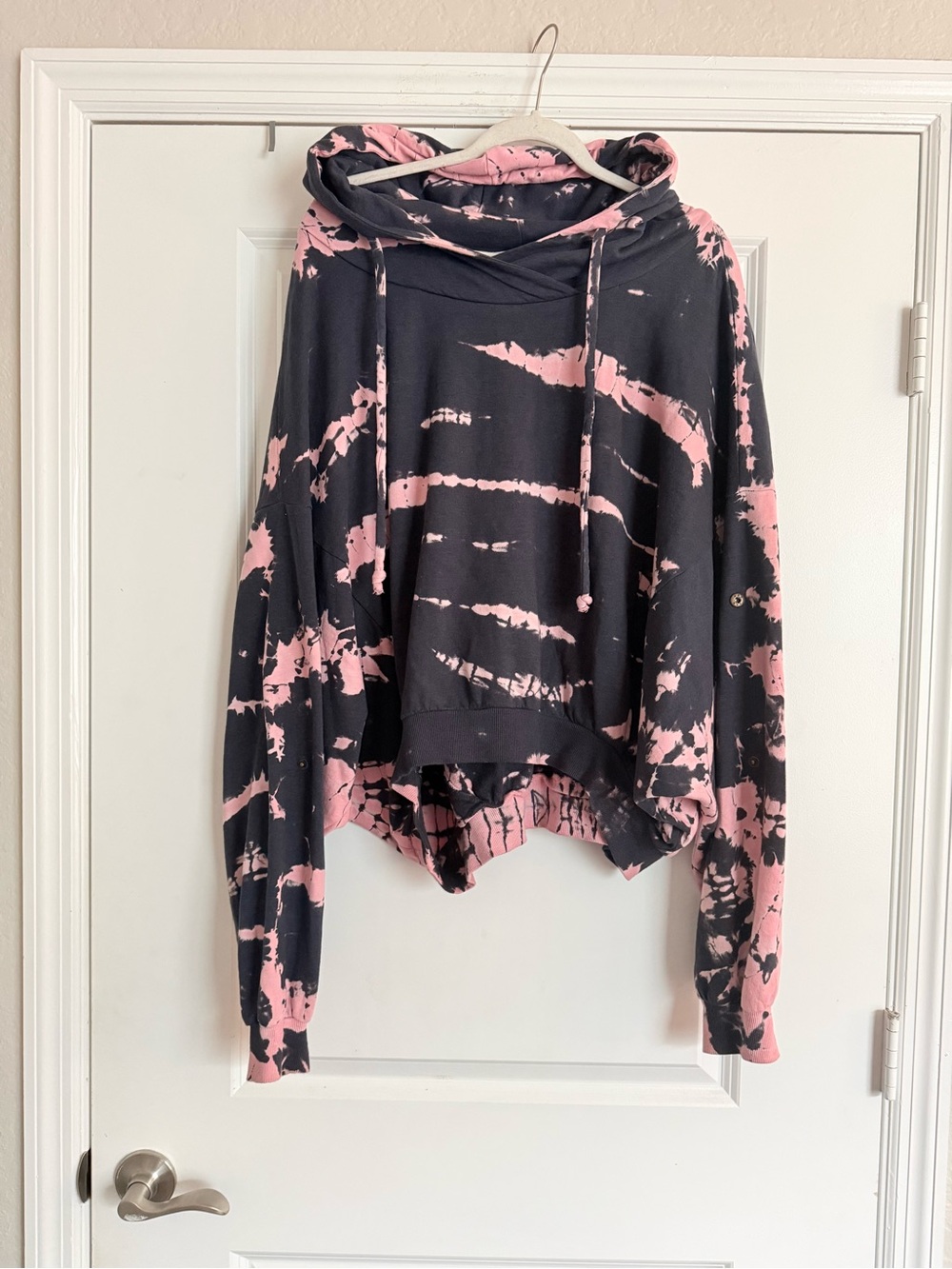 Oversized Tie-Dye Hoodie in Navy & Pink - Women